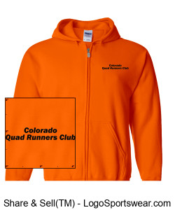 CQR Gildan Heavy Blend Zippered Hooded Sweatshirt Printed - Safety Orange Design Zoom